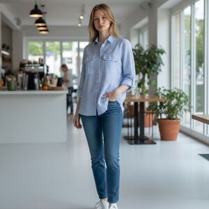 Notations Classic Blue and White striped Women's blouse